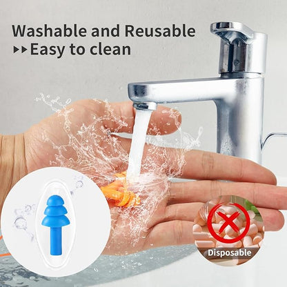 Ear Plugs for Swimming, Soft Ear Plugs for Sleeping Noise Cancelling, Reusable Ear Plugs for Noise Reduction, Ear Protection, Silicone Earplugs for Swimming, Sleeping, Snoring, Work, Concerts, 8 Pairs