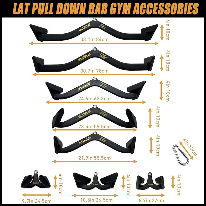 Lat Pulldown Bar - T Bar Row & Tricep Attachment for Home Gym Exercise