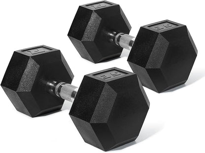 RitFit 5-650 LBS PVC Encased Hex Dumbbell Sets with Optional Rack for Home Gym, Hand weight with Chrome Handle for Strength Training, Workouts