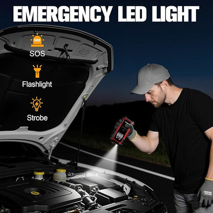 GOOLOO A6 Gear Tire Inflator Portable Air Compressor, 160 PSI Cordless Tire Inflator with Digital Pressure Gauge ＆LED Light, Air Pump for Car Tires, Bike, Motorcycle, Balls