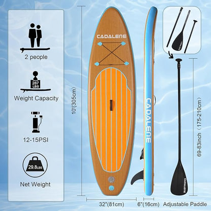 Inflatable Stand Up Paddle Board with SUP Accessories, Anti-Slip EVA Deck,10’ Family-Friendly Inflatable Paddle Boards for Adults & Youth of All Skill Levels