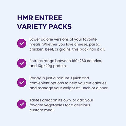 HMR Vegetarian Entrée Pack | Pre-packaged Lunch or Dinner to Support Weight Loss | Pack of 6 Ready to Eat Meals | 10-14 grams of Protein per Entrée | Low Calorie Food | 8oz Servings per Meal