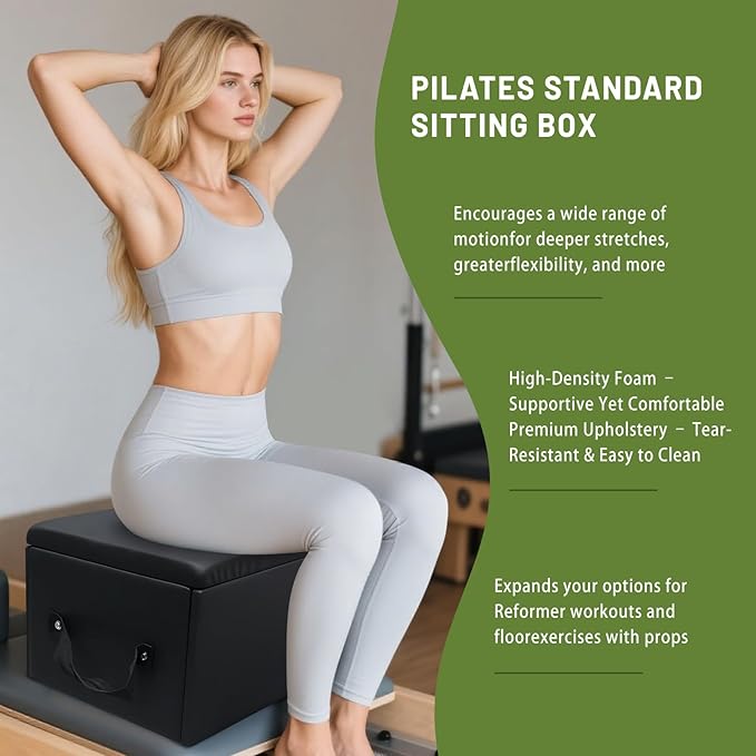Foldable Pilates Reformer with Sitting Box, Double Jump Boards – Wooden Pilates Reformer Machine with Velvet Straps, German Springs, Smooth Aluminum Rails, Pilates Machine for Home