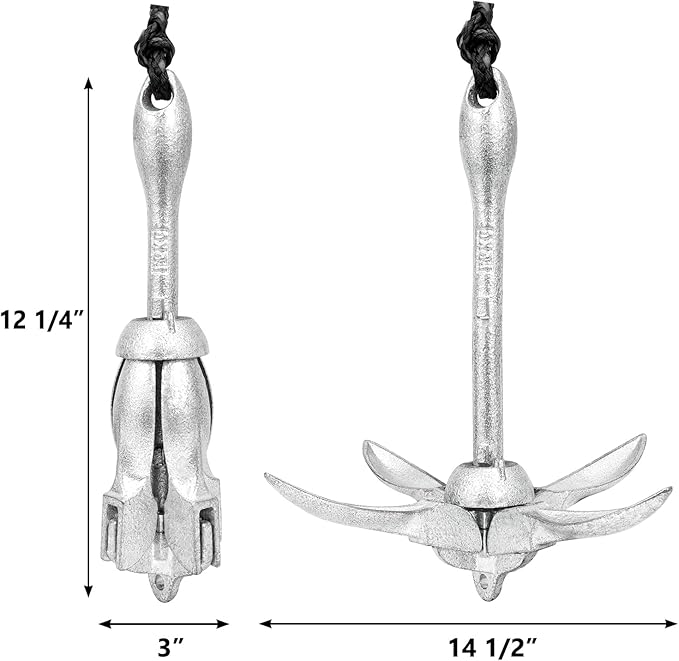 Boat Anchor 3.5 lb Folding Anchor, Grapnel Anchor Kit for Kayaks, Canoes, Paddle Boards