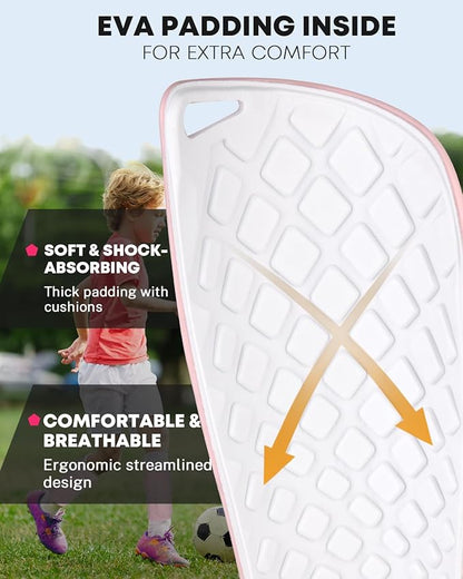 Gonex Soccer Shin Guards for Kids Adult, Youth Boys Girls Shin Guards Slip in Soccer Shin Pad Sleeves Canilleras for Football Games, EVA Cushion Protection Reduce Shocks & Injuries