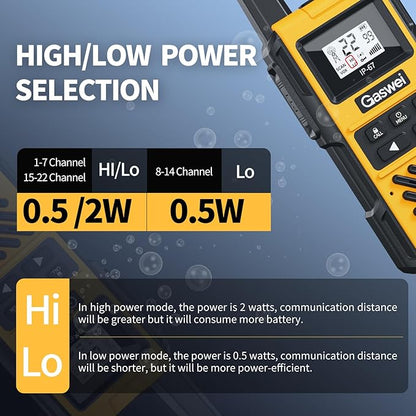 G1pro IP67 Waterproof Floating Walkie Talkies Long Range for Adults,Heavy Duty Two Way Radio with Double Watch,FM Radio,VOX,USB-C,SOS & NOAA Weather Alerts,Rechargeable Lithium Battery(4 Pack)