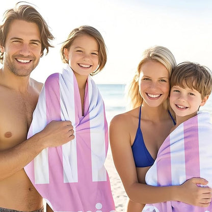 JML Personalized Beach Towel with Name, Custom Cabana Stripe Beach Towel, Customized Microfiber Pool Towel, Quick Dry & Absorbent Swim Towel for Adult,Mother's Day, Birthday, Summer Holiday,Vacation