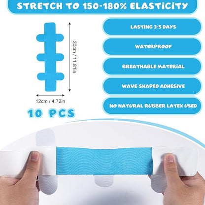 10pcs Precut Tape for Achilles Tendon, Breathable Latex-Free Athletic Tape, Elastic Sports Tape Strips, Patch Provides Stability for Achilles and Muscle Support