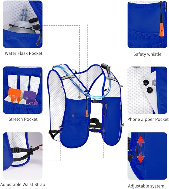 ECOHUB Running Hydration Vest Backpack,Lightweight Breathable Pack with 2L Water Bladder Bag Daypack for Hiking Trail Running Cycling Race Marathon for Women Men