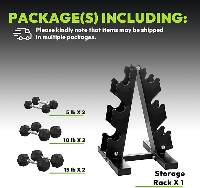 Hex Dumbbell Sets with Rack, 60-550 lb Rubber Encased Exercise & Fitness Dumbbells Set with Rack Option, Hand Weight for Strength Training, Weight Dumbbells
