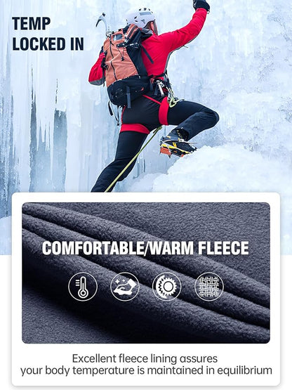 FREE SOLDIER Men's Outdoor Softshell Fleece Lined Cargo Pants Snow Ski Hiking Pants with Belt