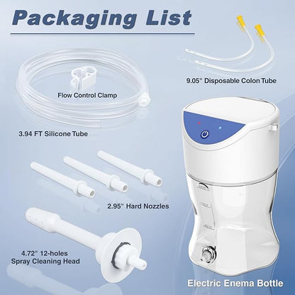 Electric Enema Bottle Set, TopQuaFocus Colon Cleanse Enema Kit for Women and Men, Feminine Care Douches with 3.96ft Silicone Hose, Automatic Organic Home Coffee Colonic Cleansing Enemas-BPA Free
