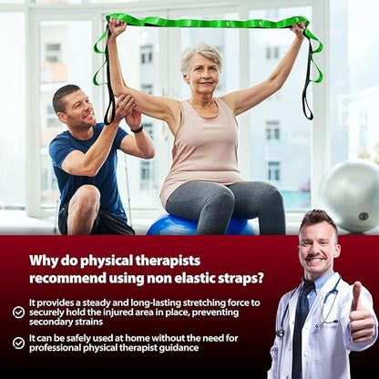 Stretching Strap with 10 Loops-Yoga Strap for Physical Therapy,Home Workout,Pilate & Flexibility Training,Non Elastic Exercise Stretch Band for Hamstring,Leg Stretcher Belt,Flexibility Fascia