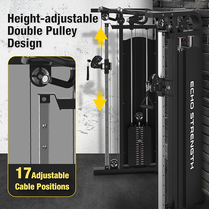 Functional Trainer Cable Machine, Cable Crossover Exercise Machine for Home & Commercial Gym, All in One Home Gym System Cable Machine and Dual Weights Stack for Cable Workout