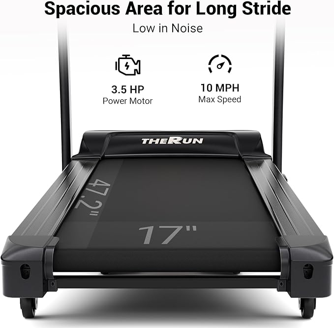 THERUN Incline Treadmill for Running and Walking, 300 lbs Weight Capacity Folding Treadmill with 0-15% Auto Incline, Wide Belt, 3.5HP, App, Heart Rate