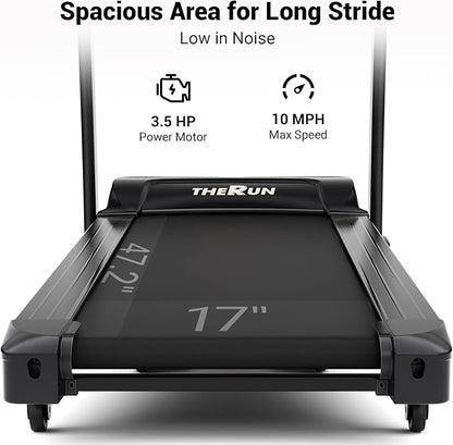 THERUN Incline Treadmill for Running and Walking, 300 lbs Weight Capacity Folding Treadmill with 0-15% Auto Incline, Wide Belt, 3.5HP, App, Heart Rate