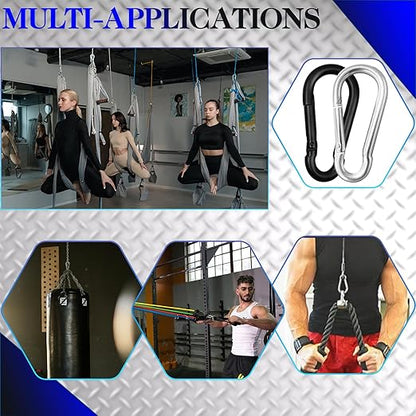 100Pcs 2.36" Sliver Carabiners Clip, M6 Galvanized Steel Small Spring Snap Hook, Keychain Clip, Quick Link Key Chain for Hammock Swing Set Outdoor Travel, Camping, Fishing, Hiking