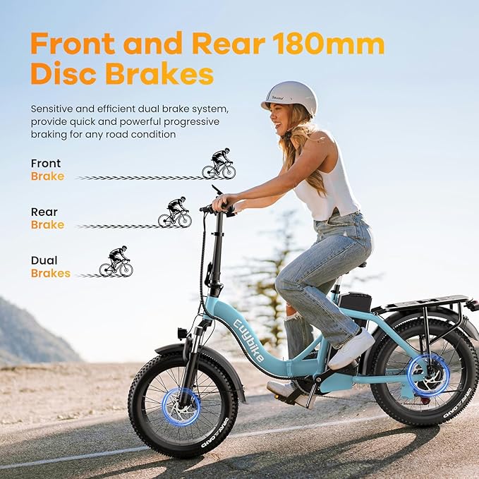 Folding Electric Bike for Adults with Peak 1000W Motor, 48V 20AH Battery up to 30MPH 80 Miles, 20" Fat Tire All Terrain Ebike, Front Suspension 7-Speed Commuter E Bike, Step-Thru, UL Certified