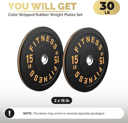 2 Inch Bumper Plates，10-500lbs，Barbell Rubber Olympic Weight Plates Set for Home Gym, Strength Training & Weight Lifting, Multiple Options Colors