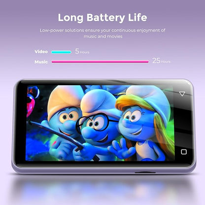 innioasis 80GB MP3 Player with Bluetooth and WiFi, MP3 Player for Kids with Spotify, Spotify Kids, Pandora, Audible, 4.0" Touch Screen Music Player with Parental Controls, Up to 1TB (White+ Purple)