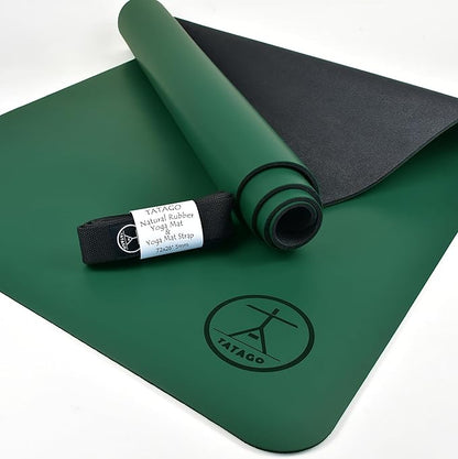 Tatago Hot Yoga Mat Non Slip-Professional Grade Natural Rubber Yoga Mat, Pliates Mat, Stretching Mat or exercise mats for home workout. Nonslip for Hot and Sweaty Classes. Includes Yoga Strap for Carrying and Stretching too.