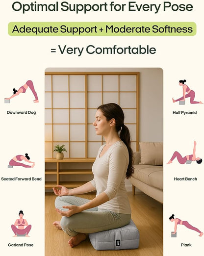 Zonli Yoga Bolster Pillow for Meditation & Restorative Yoga - Rectangular Support Cushion with Removable Cotton Cover & Carry Handle, 26"x11"x7"