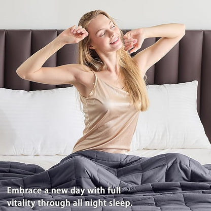 King Size Weighted Blanket for Adults (20 lbs, 80” x 87”, Grey& Black) Cooling Heavy Blanket for Sleeping Perfect for 190-210 lbs, Breathable Blanket for Adults & Couple All Season, Machine Washable