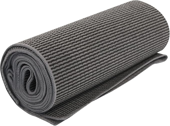 Hugger Mugger Yoga Towel - Graphite - Soft, Absorbent, Fast Drying, Non-Slip Backing, use by iteself or Over a Yoga mat, hot Yoga, Helps with Slippery Hands and feet