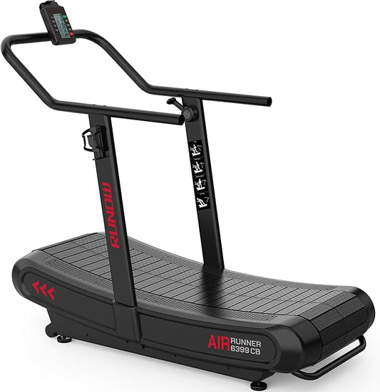 RUNOW Curved Treadmill with 4 Resistance Levels Non Motorized Manual Treadmill with LCD Display,Self Generated Air Runner for Home & Commercial Use 450LBS Capacity