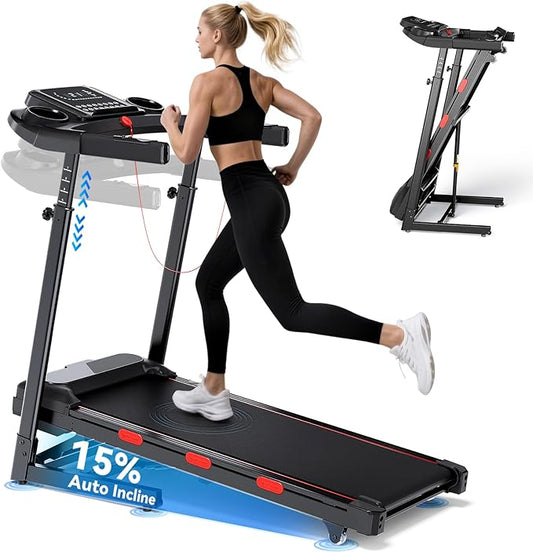 8.7MPH Incline Treadmill for Running and Walking, 3.5HP Quiet BLDC Treadmills for Home with Double Deck Technology, 350 lbs Weight Capacity, APP, Heart Rate