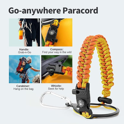 32 oz Insulated Water Bottle with Straw (Cold for 48 Hrs), Stainless Steel Triple Wall Vacuum Sports Water Jug, Leakproof Hydro Cup Flask with Paracord Handle & Straw Spout Lids & DIY Stickers