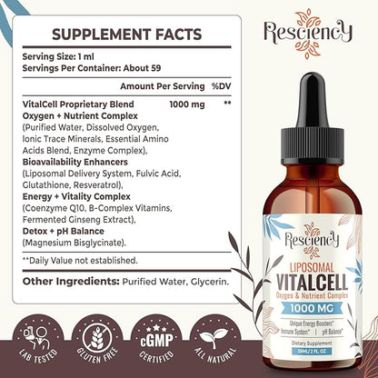 13-in-1 Liquid Oxygen & Nutrient Supplement for Energy, Altitude Support, Performance, Antioxidant, Immune, Fatigue & Detox, Liposomal for High Absorption, pH Balance, Organic, Gluten Free, 4 Fl Oz