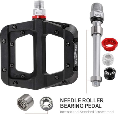 FOOKER MTB Pedals Mountain Bike Pedals 3 Bearing Non-Slip Lightweight Nylon Fiber Bicycle Platform Pedals for BMX MTB 9/16"
