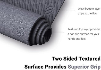 Clever Yoga - 7 Piece Yoga Kit for Women & Men, 6mm Cushioned Mat, 2 Blocks, Strap, Mat and Hand Towels & Carrying Bag - Starter Yoga Set, Accessories & Equipment for Home Workout