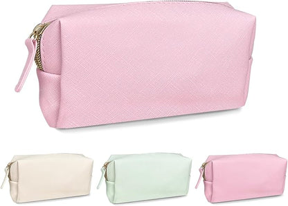 Leather Makeup Bag Set - Womens Small Cosmetic Bag for Purse with Pencils, Large Black Relavel Makeup Bag for Purse - Perfect for Travel and Daily Use