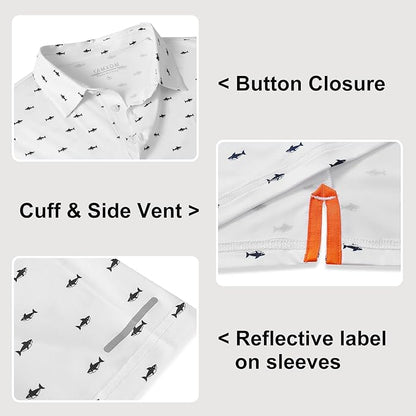 Golf Shirts for Men - Moisture Wicking Short Sleeve Performance Sport Casual Striped Collared Mens Polo Shirt