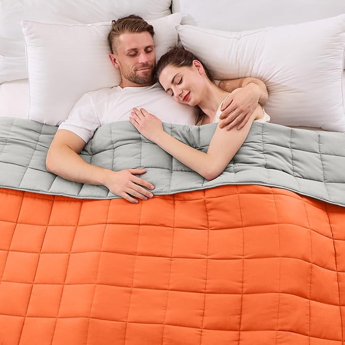 King Size Weighted Blanket for Adults (20 lbs, 80” x 87”, Orange) Cooling Heavy Blanket for Sleeping Perfect for 190-210 lbs, Breathable Blanket for Adults & Couple All Season, Machine Washable