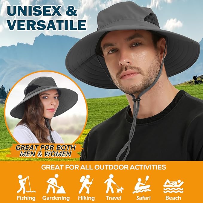 EINSKEY Wide Brim Sun Hat, UPF 50+ UV Protection Waterproof Packable Bucket Hat for Men & Women, Fishing Hiking Beach Garden