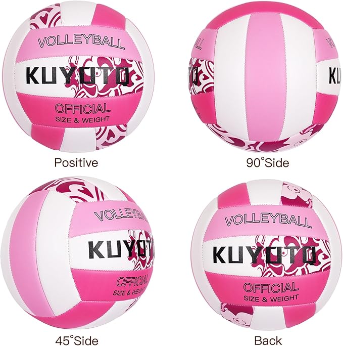 KUYOTQ Official Size 5 in&Outdoor Beach Volleyball,3MM Thickened Surface Soft Leather Youth Womens Mens Volleyball for Game Gym Training(Deflated)