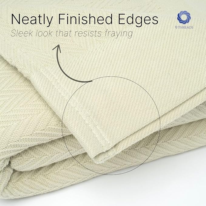 100% Cotton Herringbone Weave Blankets, 108" X 90" King, Throw Blanket for Bed, All Season Cotton Blanket, Cozy Blanket,Throws & Bed Blanket, Throw Blanket for Couch, Modern Home Decor -Sage