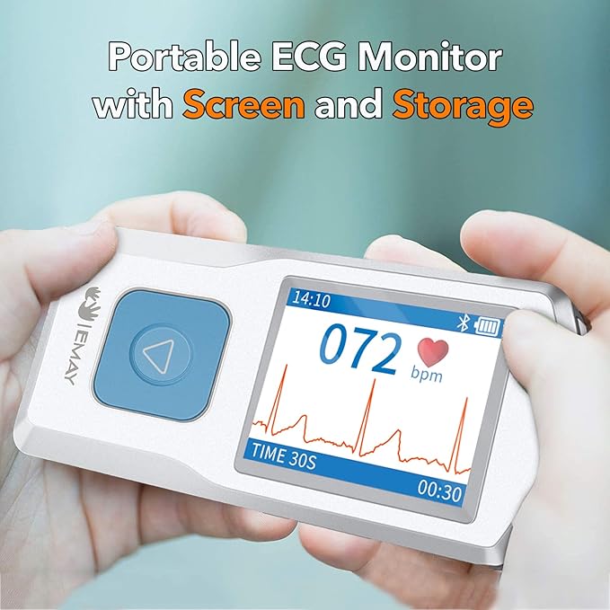 EMAY Portable ECG Monitor | Record ECG and Heart Rate | Compatible with Smartphone and PC