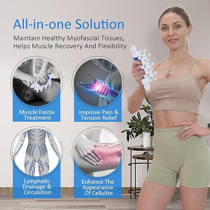 Fascia Massage Tool Myofascial Release Blaster Tools for Anti-Cellulite Skin Soothing Lymphatic Drainage Trigger Point Deep Tissue Neck,Shoulder,Lower Back,Psoas,Thighs,Butt & Full Body (Blue)