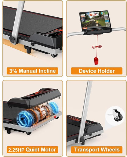2 in 1 Treadmill and Walking Pad for Home/Office, Walking Treadmill with Remote Control, APP, and LED Display