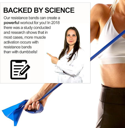 7Ft Long Resistance Bands for Stretching - Resistance Bands Set with Door Anchor - Exercise Bands Including Carry Pouch, E-Book & App - Latex-Free Workout Bands