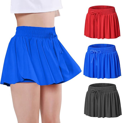 EXARUS Girls Butterfly Shorts Flowy Dance Skirt Cheer Skorts Athletic Tween Clothes Teen Preppy Outfits Flutter Kids