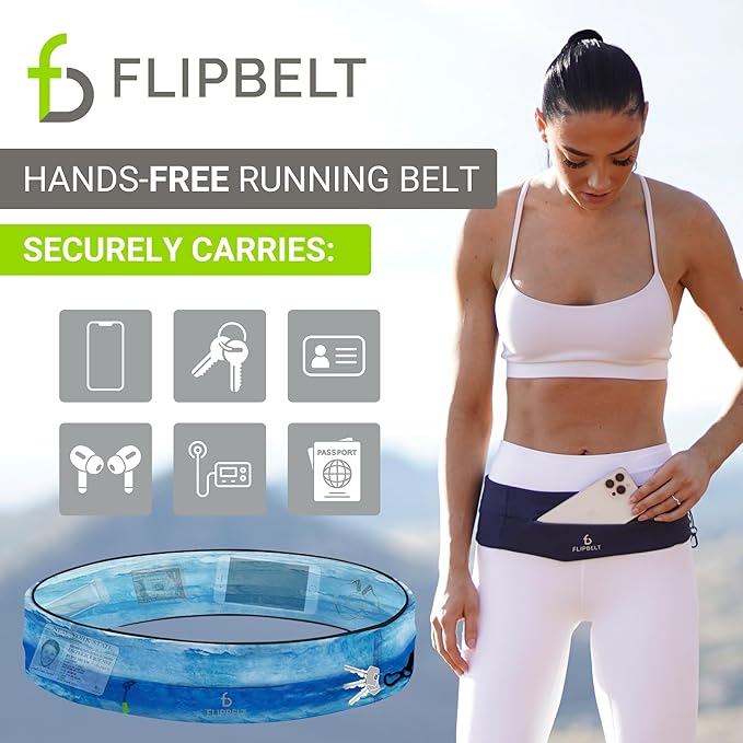 FlipBelt Zipper Running Belt, Waist Pack for Fitness and Running, US Company