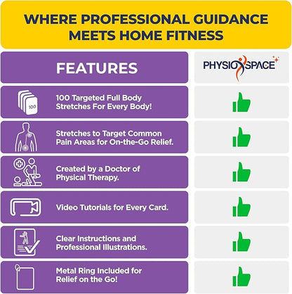 100 Stretching Exercise Flash Cards – Physical Therapy Stretches for Common Conditions (Plantar Fasciitis, Achilles Tendonitis, Sciatica, Back & Hip Pain) – Yoga, Pilates & Everyday Mobility