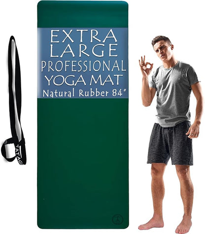 Tatago Hot Yoga Mat Non Slip-Professional Grade Natural Rubber Yoga Mat, Pliates Mat, Stretching Mat or exercise mats for home workout. Nonslip for Hot and Sweaty Classes. Includes Yoga Strap for Carrying and Stretching too.