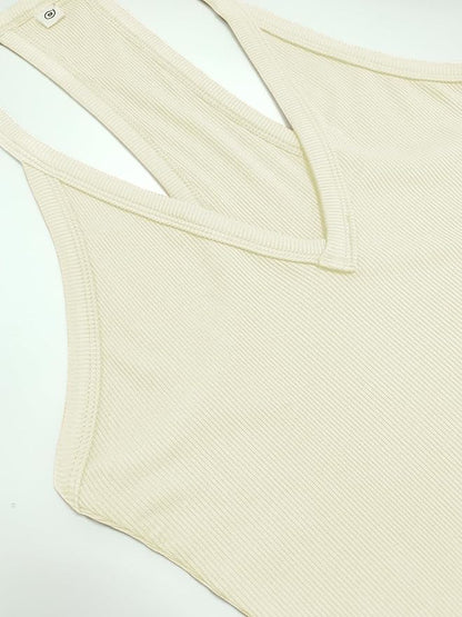 iGENJUN Workout Tops for Women Racerback Basic Tank Summer 2025 Camisole V Neck Slim Fit Ribbed Sleeveless