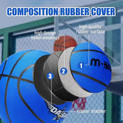 Jerify 12 Pieces Basketballs Bulk Official Size 7 Rubber Basketballs 29.5 Rubber Inflatable Basketballs with Pump Indoor Outdoor Basketballs Bulk Standard Basketball for Training and Play